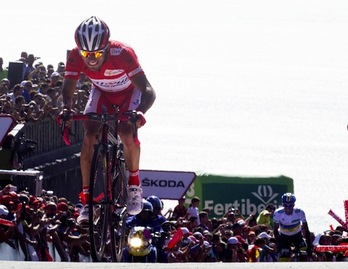 Joaquim Rodriguez ha reforzado su liderazgo en la etapa de hoy. (Jaime REINA/AFP PHOTO)
