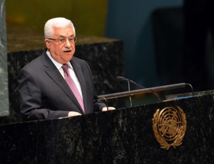 El líder de la Autoridad Nacional Palestina, Mahmud Abas, durante la sesión de la ONU. (Spencer PLATT/AFP)