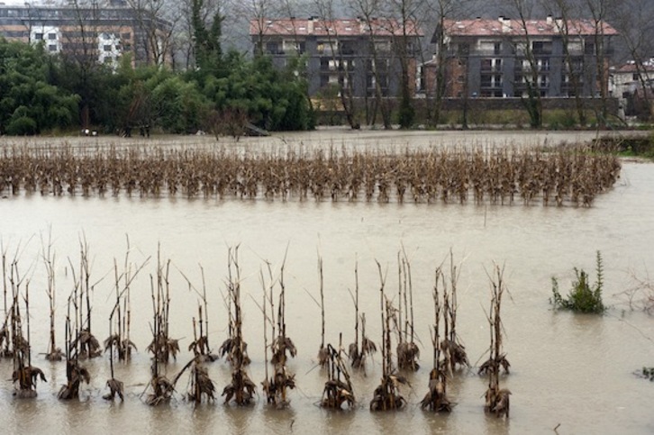 En Ergobia varias zonas han quedado completamente inundadas. (Juan Carlos RUIZ/ARGAZKI PRESS)
