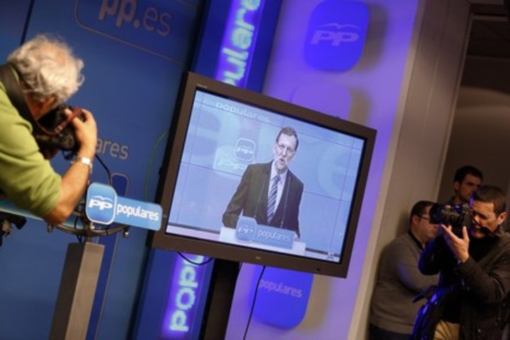 El presidente del Gobierno español, Mariano Rajoy, durante el Comité Ejecutivo Nacional del PP. (César MANSO/AFP PHOTO)