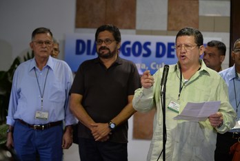 La delegación de las FARC el 23 de abril en La Habana. (Adalberto Roque / AFP)