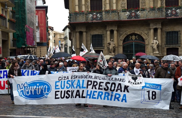 Imagen de la concentración realizada en la Parte Vieja de Iruñea. (Idoia ZABALETA/ARGAZKI PRESS)