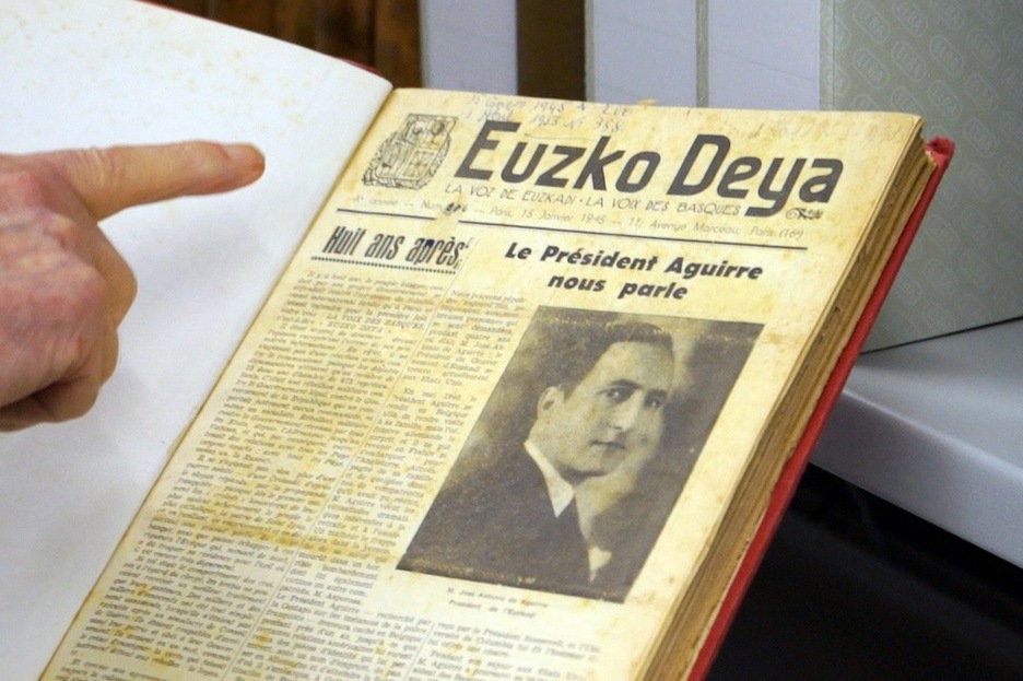 Ejemplar de ‘Euzko Deya’ de 1945. (Gotzon ARANBURU)