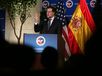 Rajoy, durante su visita a EEUU, donde se ha reunido con Barack Obama, entre otros. (Mark WILSON/AFP)