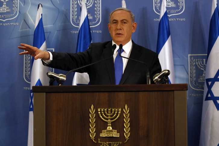 Netanyahu durante una rueda de prensa. (Gali TIBBON / AFP)