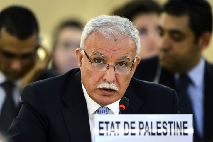 El ministro de Exteriores palestino, Riyad al Maliki, ha exigido el fin de los ataques ante la ONU. (Fabrice COFFRINI/AFP)