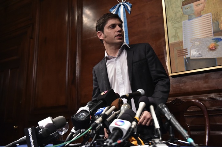 El ministro argentino de Economía, Axel Kicillof, durante la comparecencia de esta noche. (Stan HONDA/AFP)