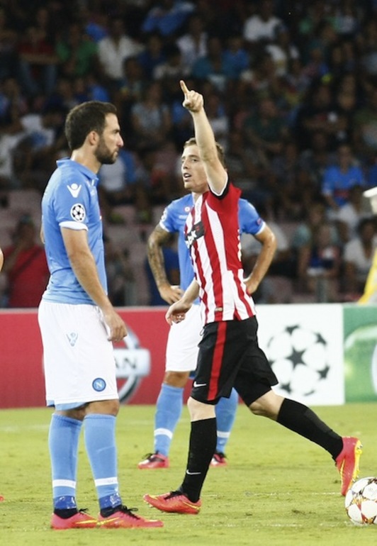 Muniain celebra el gol que adelantaba al Athletic. (Carlo HERMANN / AFP)