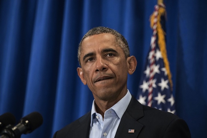 Barack Obama, durante su comparecencia de este miércoles. (Nicholas KAMM  / AFP)