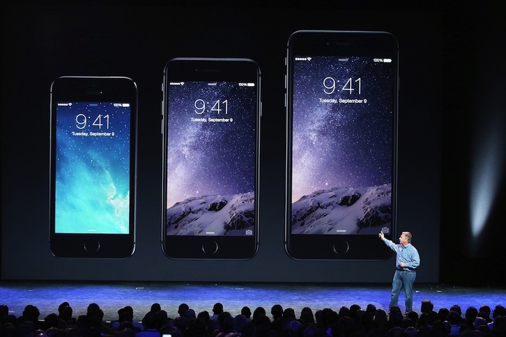 Presentación de los nuevos iPhone 6 e iPhone 6 Plus. (Justin SULLIVAN/AFP) 