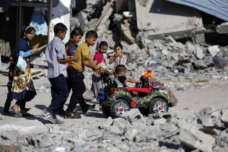 Haur palestinarrak, Beit Hanunen jolasean. (Mohammed ABED/AFP)