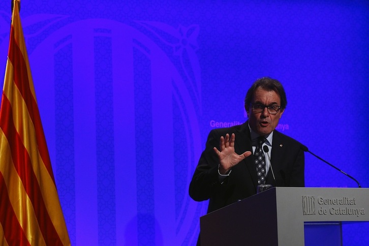 Artur Mas el viernes pasado, durante una conferencia el viernes pasado. (Quique GARCÍA/AFP) 