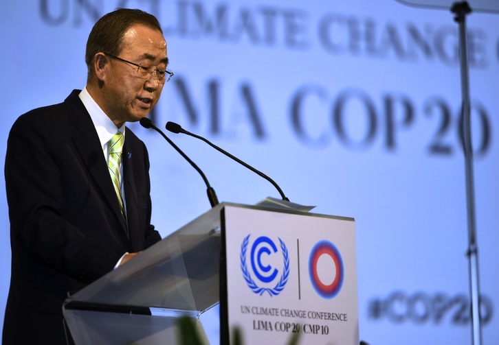 El secretario general de la ONU, Ban Ki Moon, en una comparecencia anterior. (Cris BOUROUNCLE / AFP)