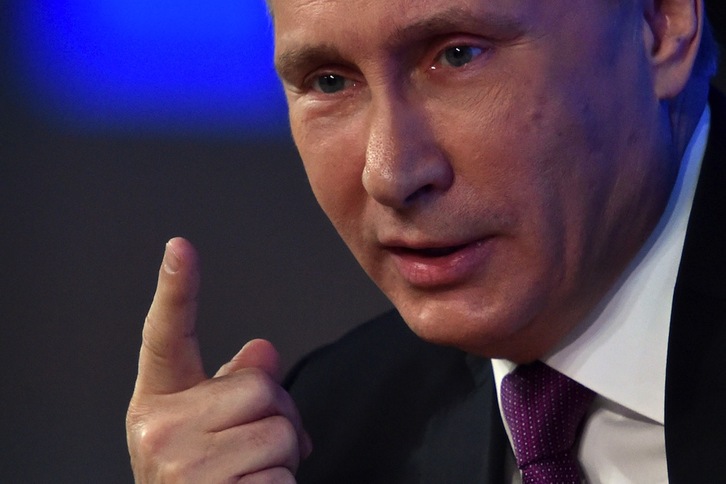 El presidente ruso, Vladimir Putin, durante la intervención de hoy. (KIrill KUDRYAVTSEV / AFP)