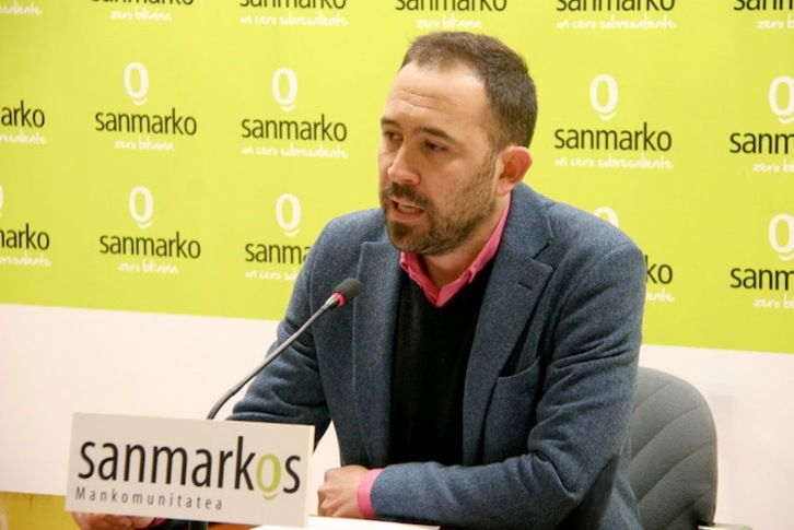 Denis Itxaso, durante su comparecencia de este jueves. (Mancomunidad de San Markos)