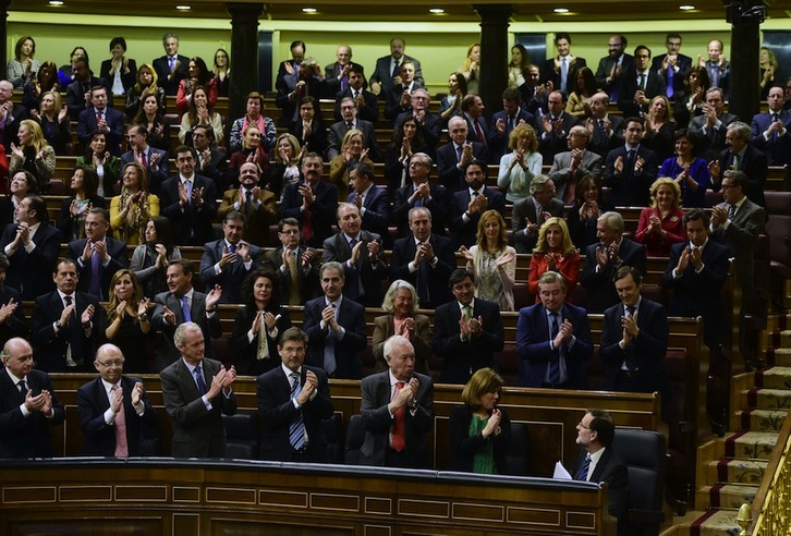 Bancada del PP durante el debate del miércoles. (Pierre-Philippe MARCOU / AFP)