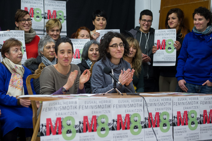 Comparecencia de la Coordinadora Feminista de Euskal Herria con motivo del 8 de marzo. (Iñigo URIZ / ARGAZKI PRESS)
