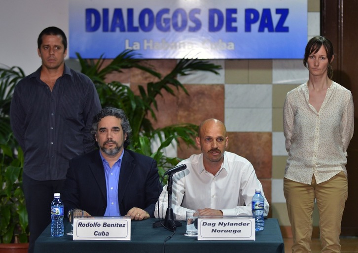 Rodolfo Benítez y Dag Nylander han ofrecido una rueda de prensa. (Adalberto ROQUE / AFP)