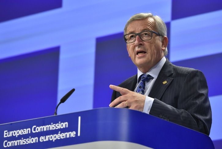 Jean-Claude Juncker en una comparecencia ayer. (Jhon THYS / AFP)