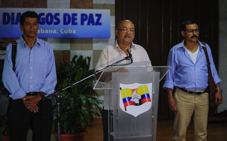 Miembros de la delegación de las FARC en La Habana. (Yamil LAGE/AFP PHOTO)
