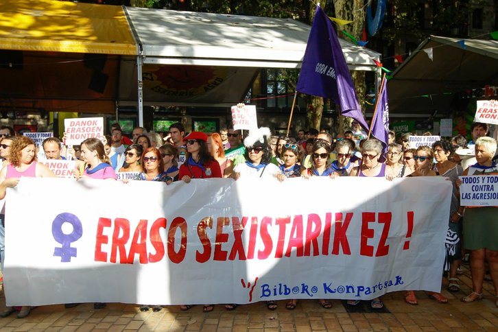 Protesta contra una nueva agresión sexista en Aste Nagusia. (ARGAZKI PRESS)