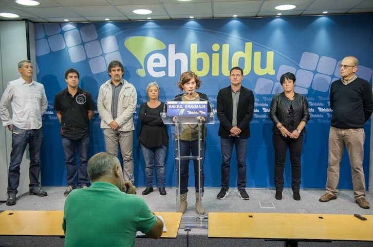 Representantes de EH Bildu y EH Bai han comparecido conjuntamente. (Juan Carlos RUIZ/ARGAZKI PRESS)