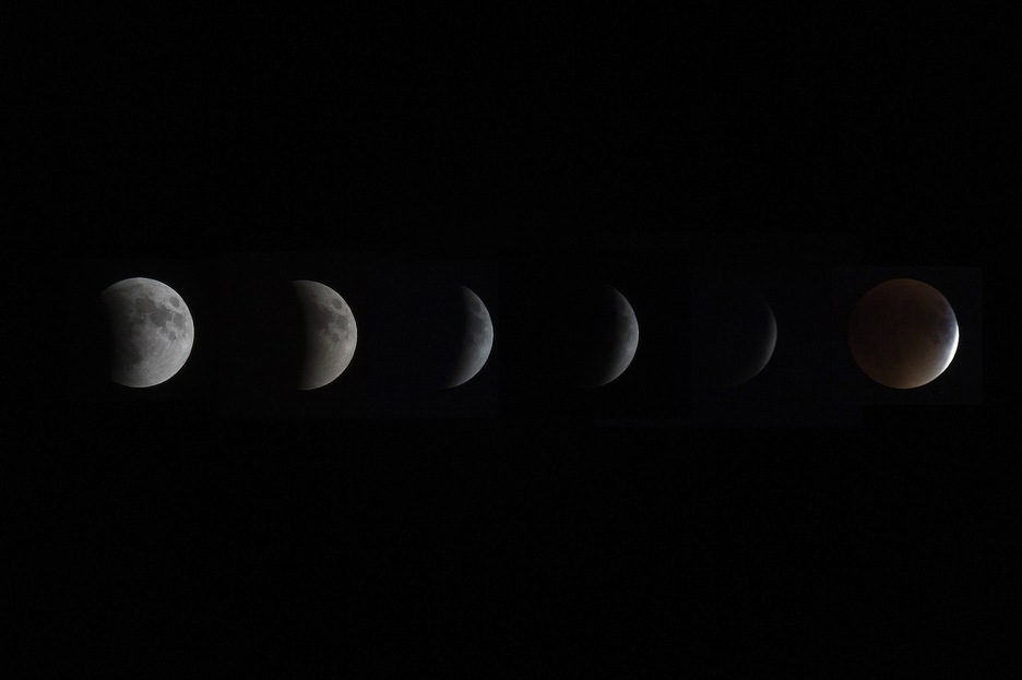Progresión del eclipse, vista desde Maryland. (Jim WATSON/AFP) 