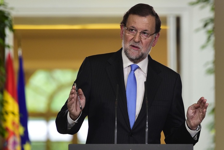 Mariano Rajoy, durante su comaparecencia de urgencia de ayer. (Javier SORIANO / AFP)