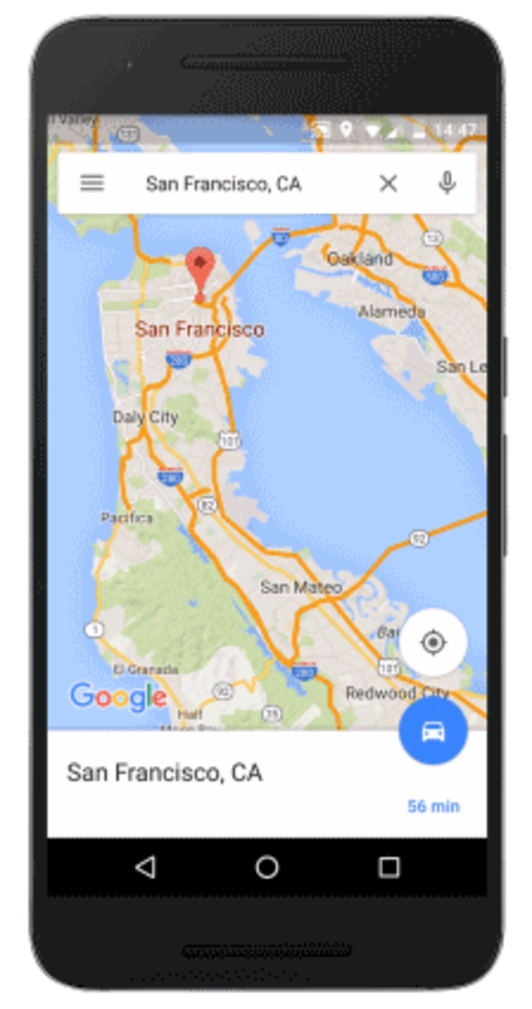 Un dispositivo muestra un mapa de Google. 