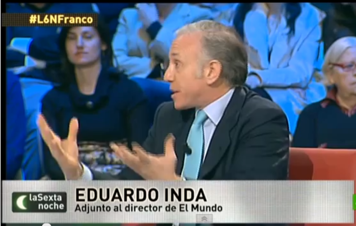 Eduardo Inda, en el programa de La Sexta en el que vinculó a GARA con ETA.