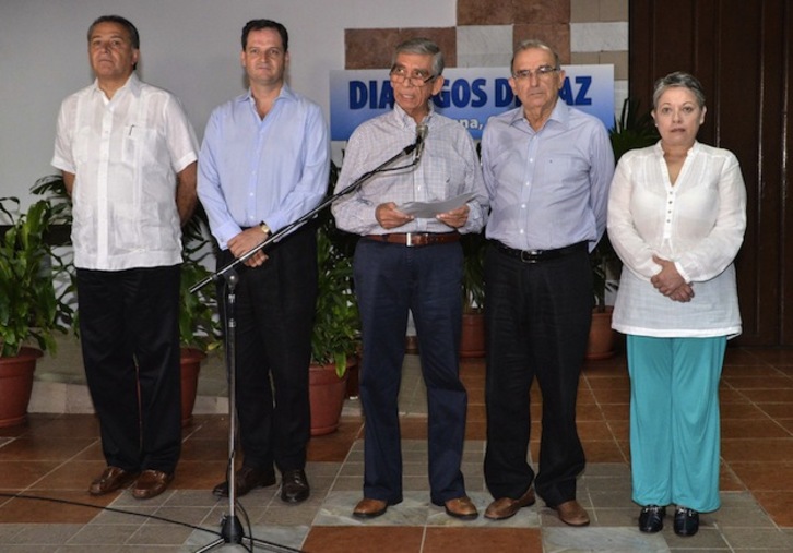 La delegación del Gobierno colombiano en La Habana. (Omar NIETO / AFP)