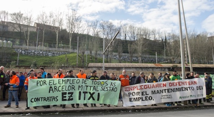 Protesta de los trabajadores de la planta de Sestao. (Marisol RAMIREZ/ARGAZKI PRESS)