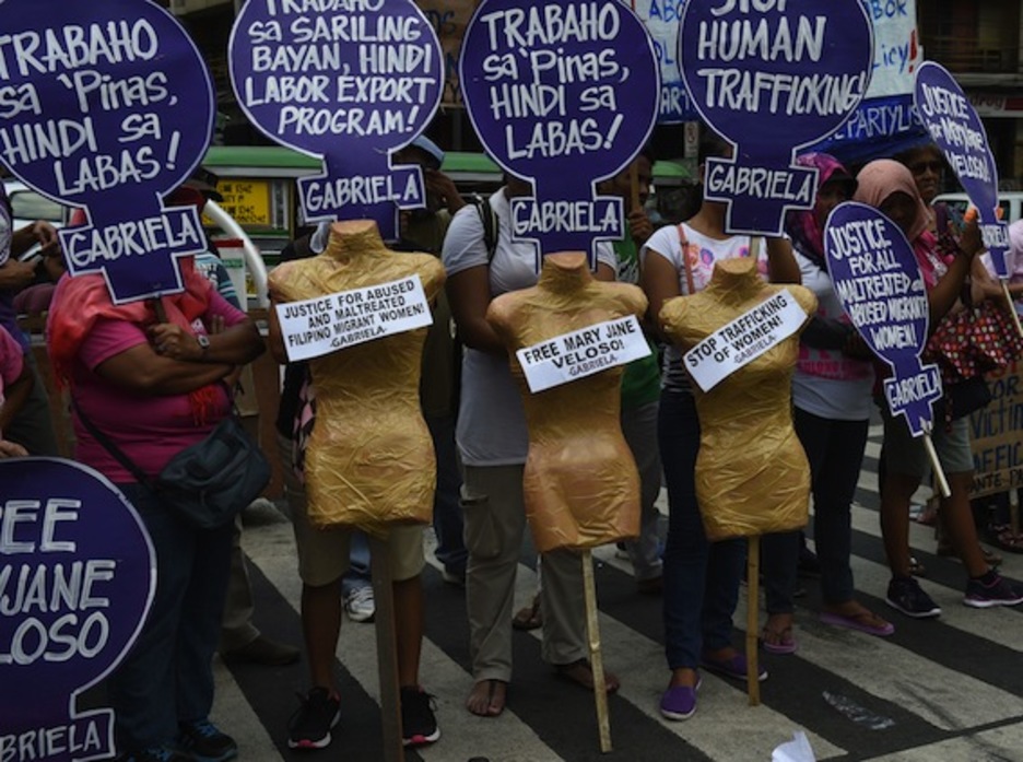 Mobilizazioa Manilan, Filipinetako bigarren hiri populatuenean. (Ted ALJIBE/AFP)