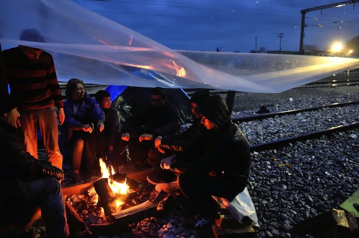 Uno de los campamentos de refugiados en la frontera entre Grecia y Macedonia. (Daniel MIHAILESCU / AFP)