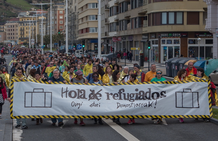 Marcha contra el racismo y la xenofobia celebrada en Donostia. (Andoni CANELLADA / ARGAZKI PRESS)