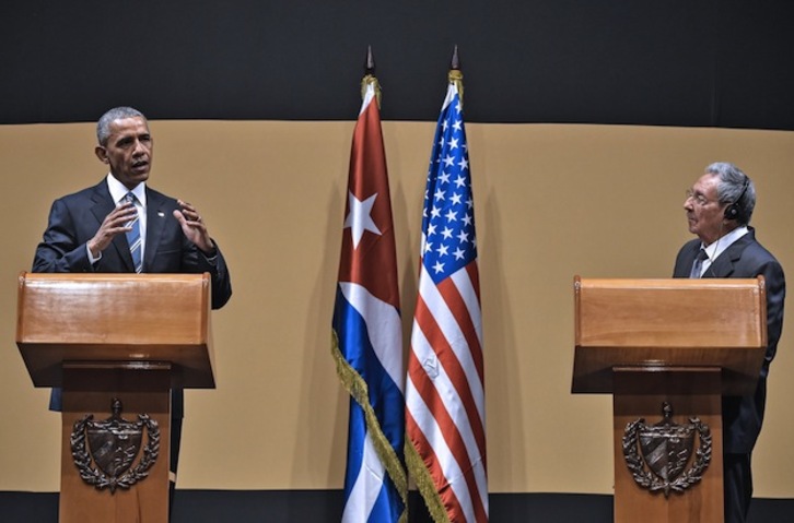 Comparecencia conjunta de Obama y Castro en La Habana. (NICHOLAS KAMM / AFP)