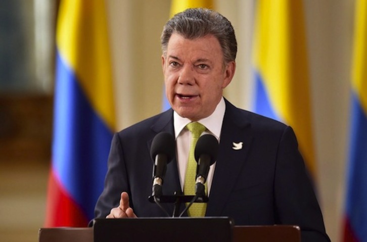 El presidente de Colombia, Juan Manuel Santos, durante un discurso anterior. (AFP)