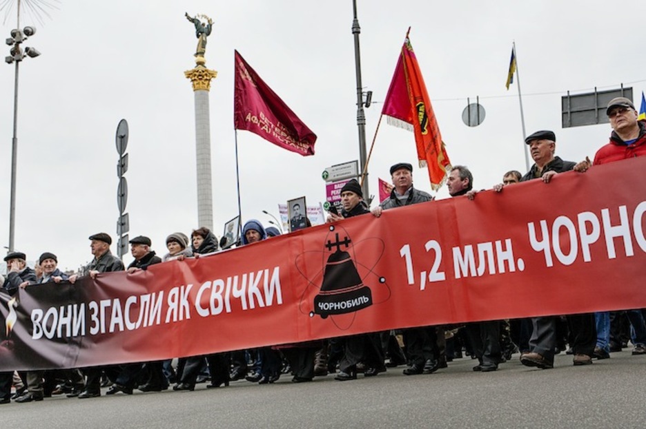 Manifestación de veteranos liquidadores en Kiev. (Juan TEIXEIRA)