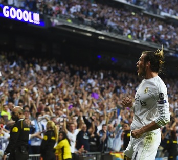 Gareth Bale celebra su gol frente al Manchester City. (Paul ELLIS / AFP)