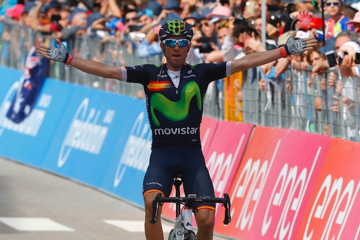 Alejandro Valverde celebra su victoria. (Vincenzo PINTO/AFP)
