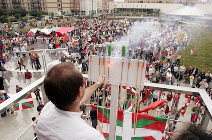Imagen del txupinazo en fiestas de Antsoain. (Iñigo URIZ/ARGAZKI PRESS)