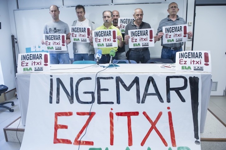 Comparecencia de los representantes de la plantilla de Ingemar al comienzo de la huelga. (Jon URBE / ARGAZKI PRESS)