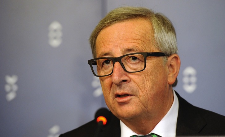 Jen Claude Juncker, durante la rueda de prensa ofrecida hoy en Bruselas.