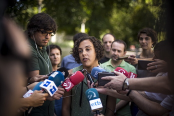 Nagua Alba, tras registrar la coalición Elkarrekin Podemos. (Jaizki FONTANEDA / ARGAZKI PRESS)