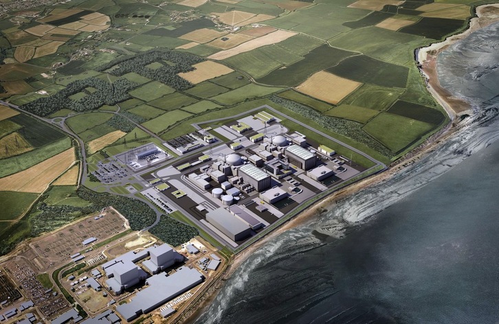 Imagen realizda a ordenador sobre lo que será la central nuclear Hinkley point C. (AFP)