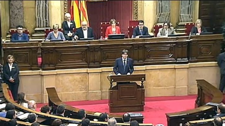 Puigdemont, durante su intervención. 
