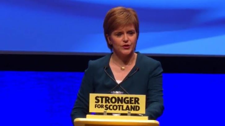 Nicola Sturgeon, al arranque de la Conferencia Nacional del SNP. (NAIZ)
