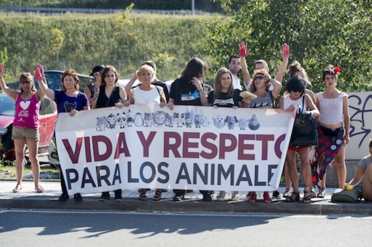  Protesta contra las corridas de toros realizada en agosto frente a Ilunbe. (Iñigo URIZ/ARGAZKI PRESS) 