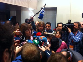Idoia Mendia, a la entrada del Comité Federal del PSOE. (@albertopradilla)