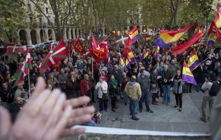 Un momento de la concentración contra el fascismo del pasado 14 de octubre. (Iñigo URIZ/ARGAZKI PRESS)
